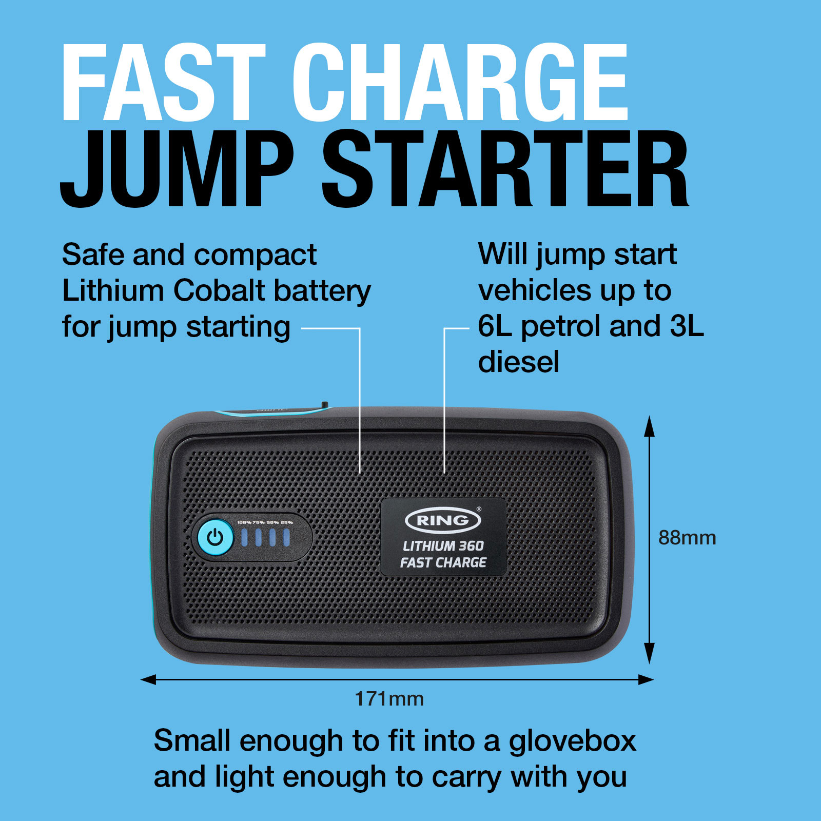 Ring RPPL360 Fast Charge Jump Starter 360 & 13000mAh Power Bank